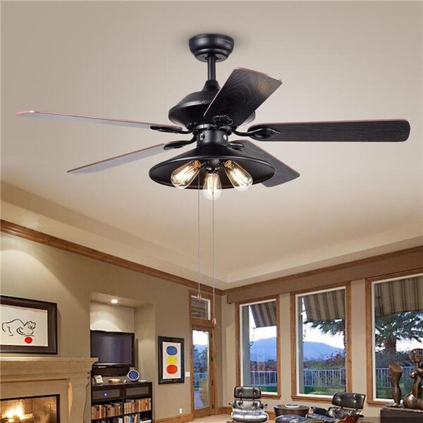 Warehouse Of Tiffany CFL-8308 52 in. Upille Indoor Remote Controlled Ceiling Fan with Light Kit; Black CFL-8308 - main